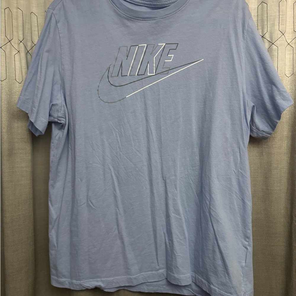 Nike Men's Light Blue With Silver Nike Logo Short Sleeve Tee